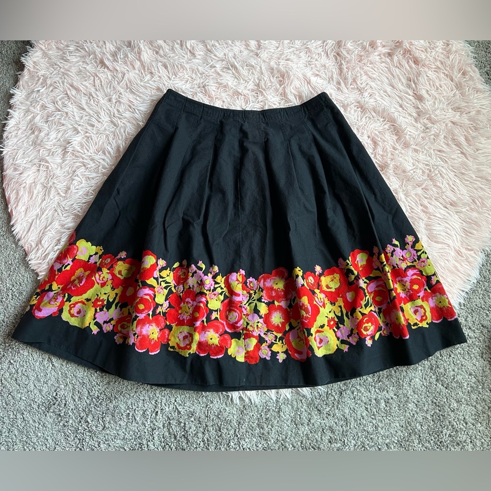 Isaac Mizrahi For Target 100% Cotton Floral Spring Pleated A-line Midi Skirt